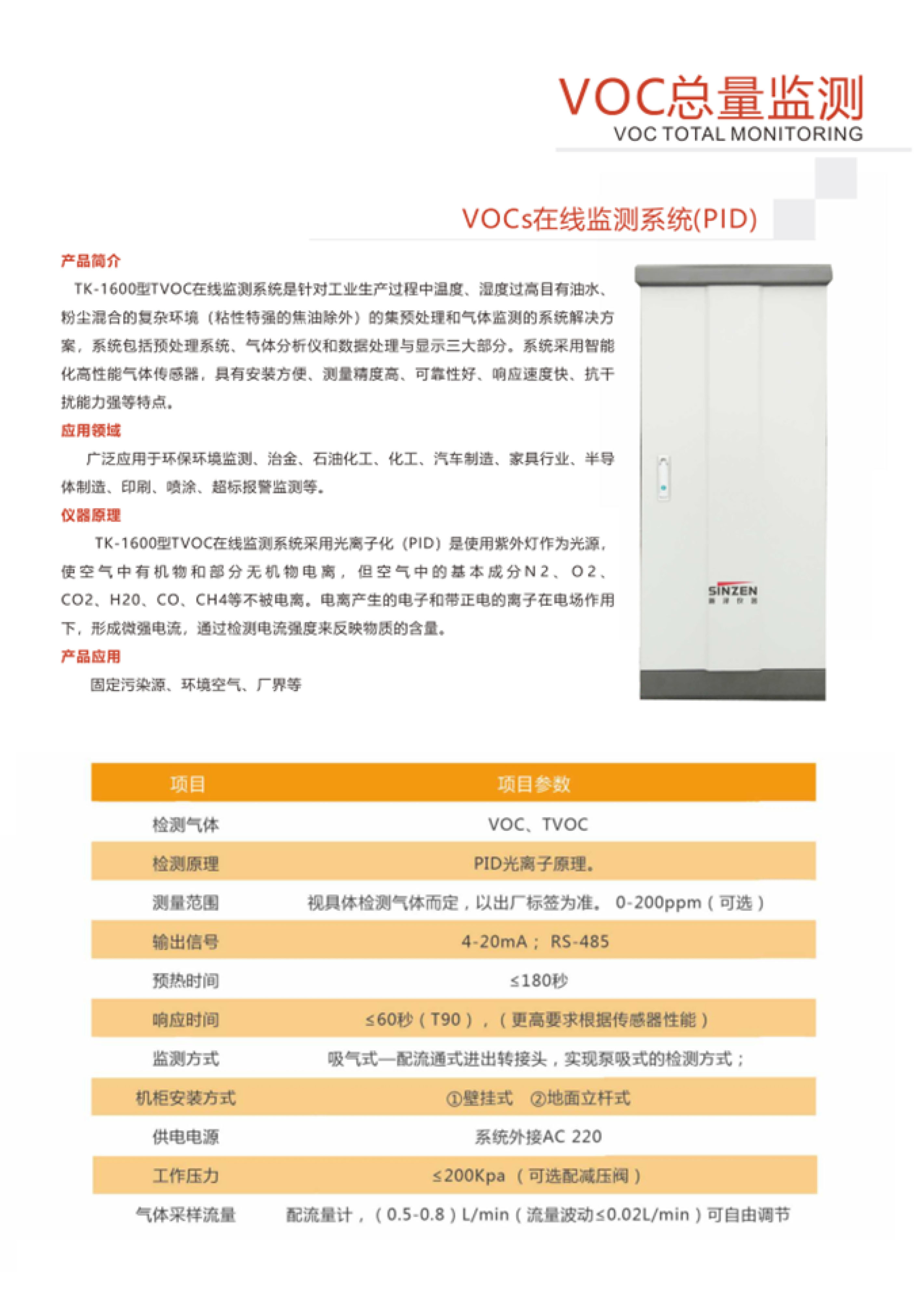 SINZEN揮發性有機物(VOCs)在線監測系統產品手冊